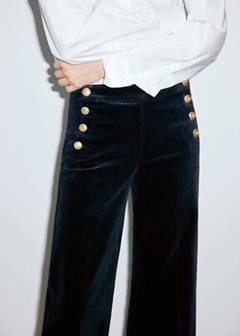 Velvet trousers with buttons — Blue 5