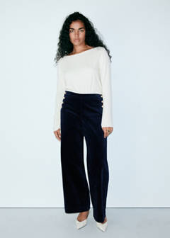 Velvet trousers with buttons — Blue 8