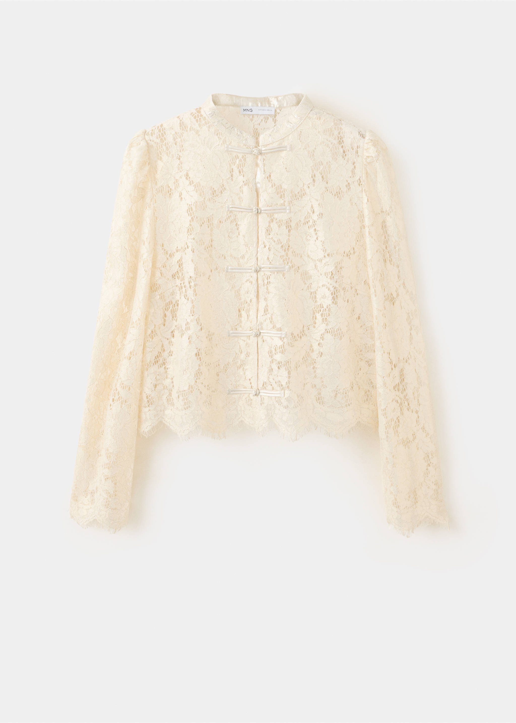 Blouse dentelle fleurie - Article sans modèle, Écru. Ref: 37039121-00.