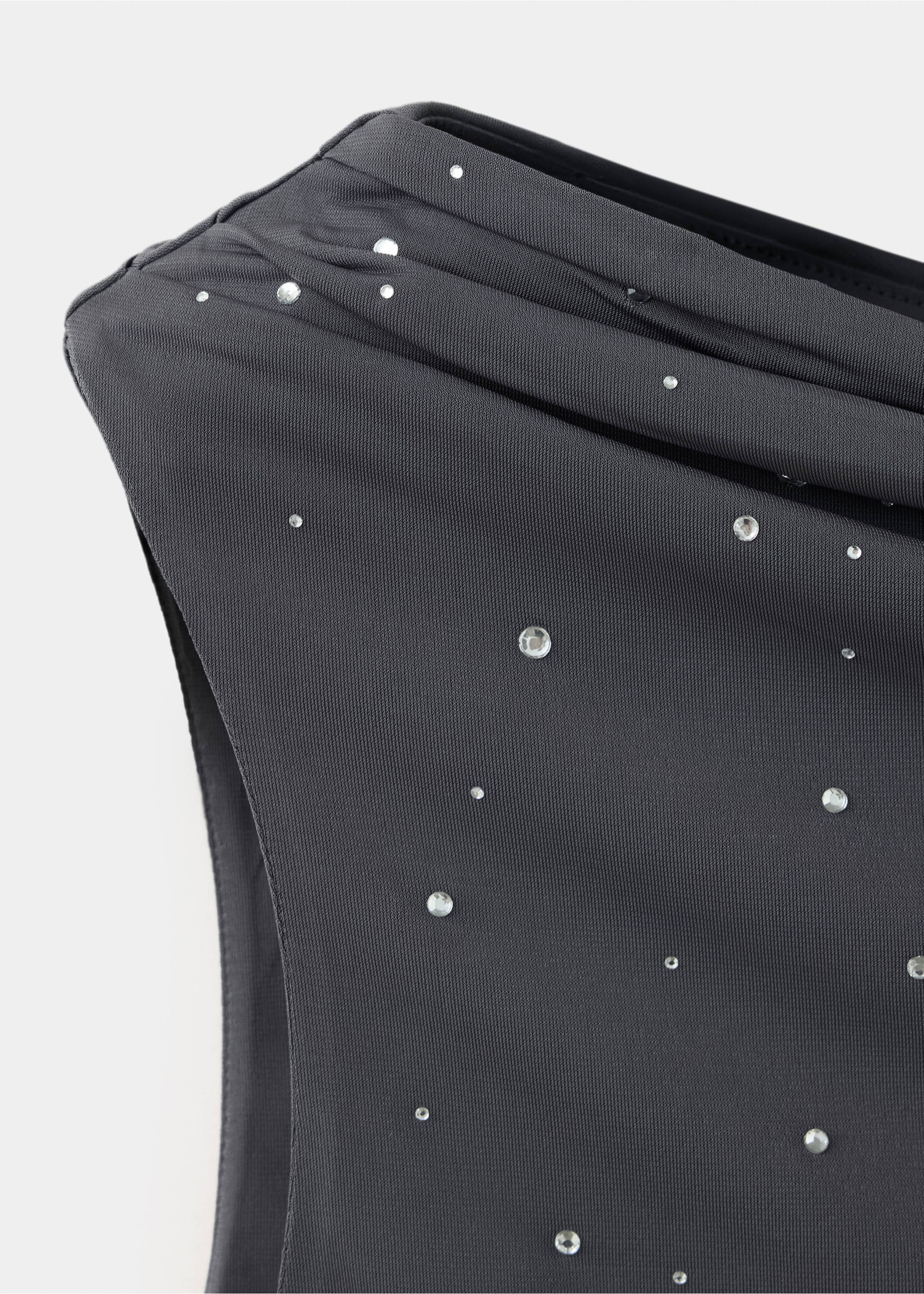 Dark grey sleeveless top with rhinestone embellishments., Silver. Ref: 37039126-00.