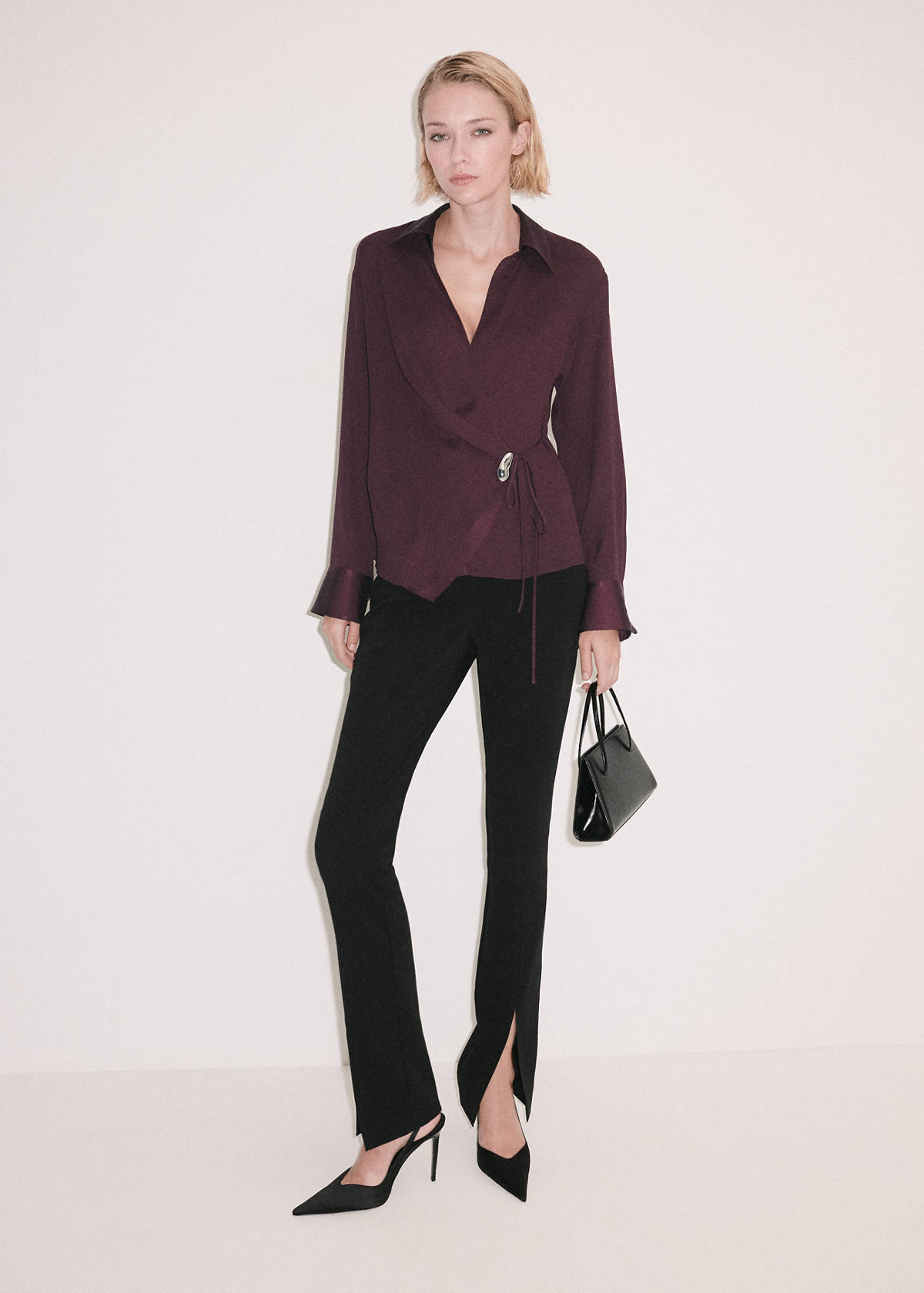 Wrap shirt with metallic detail