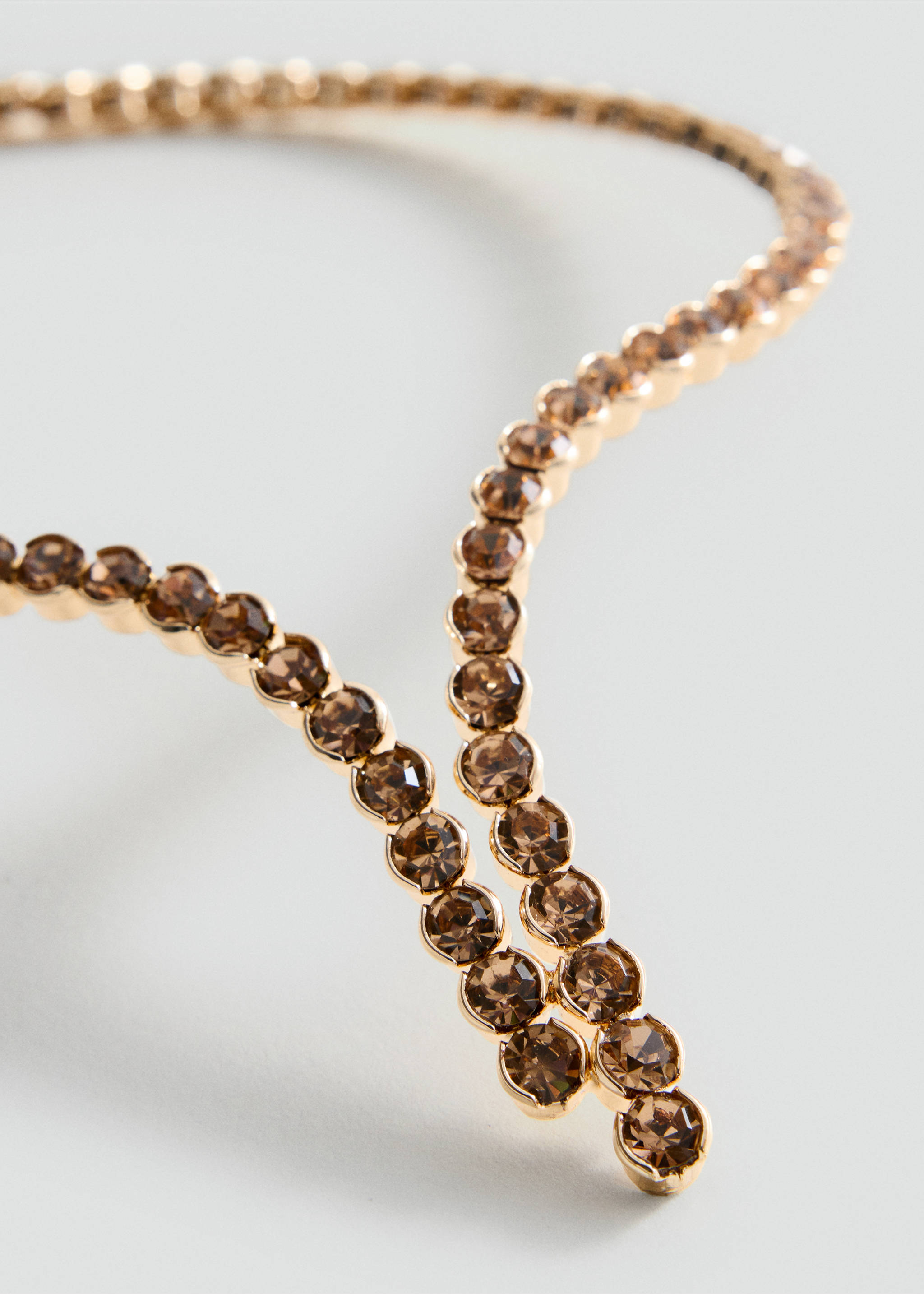 Gold-toned rhinestone collar necklace with sparkling brown crystals., Gold. Ref: 37039137-00.