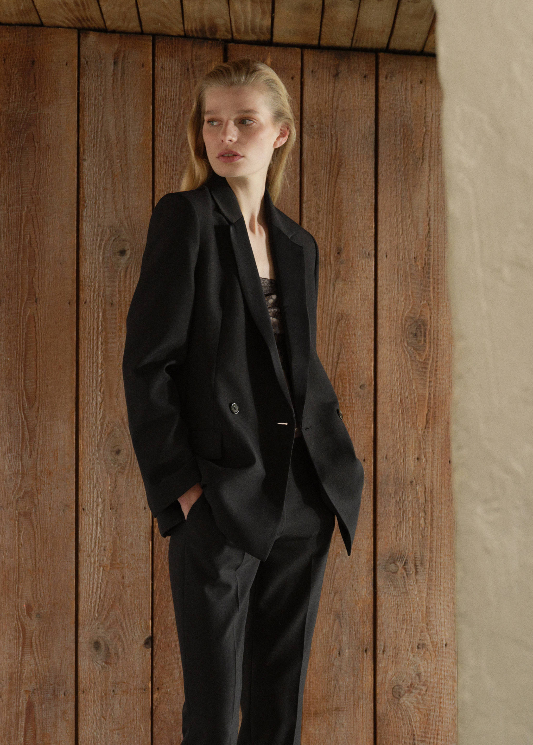 Wool trousers with slit hem - Medium plane