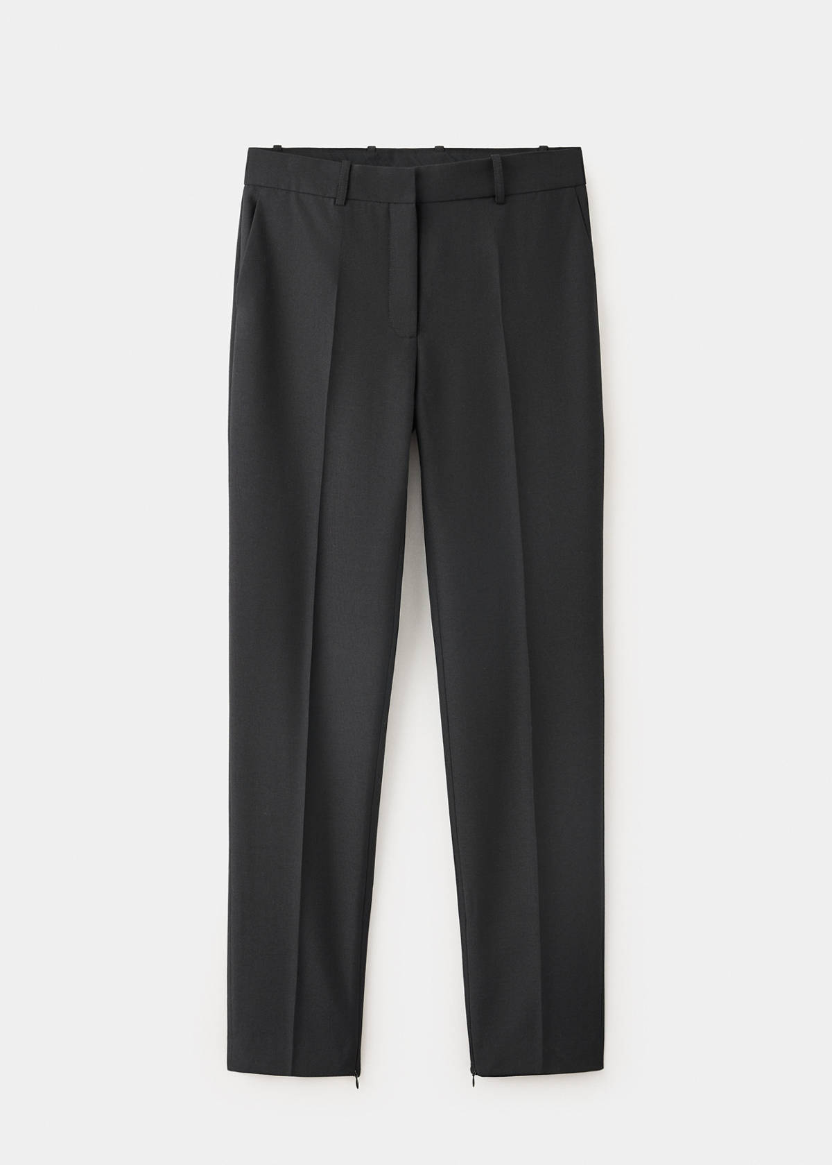 Wool trousers with slit hem — Black