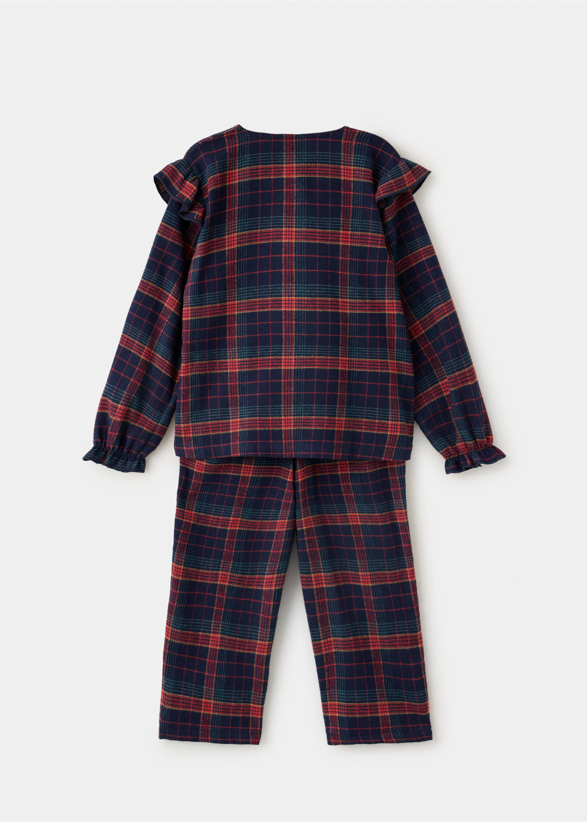 Plaid children's pyjama set in navy blue, back view., Navy. Ref: 37039212-00.