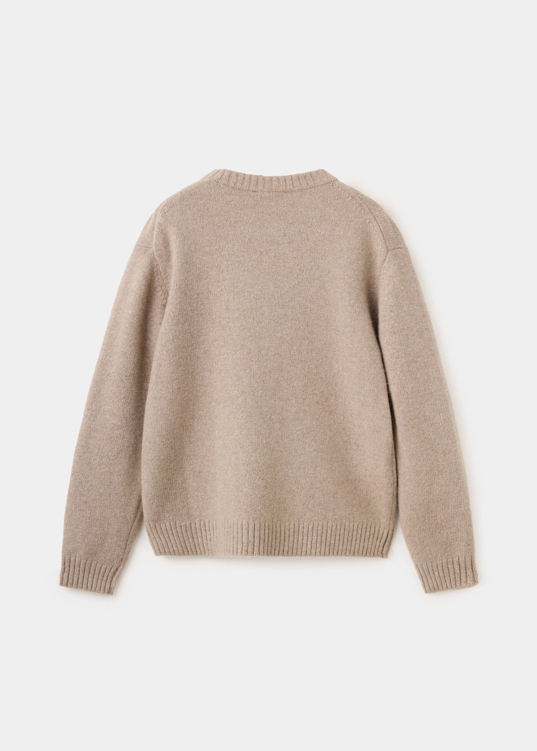 Beige kids' knit jumper shown from the back.