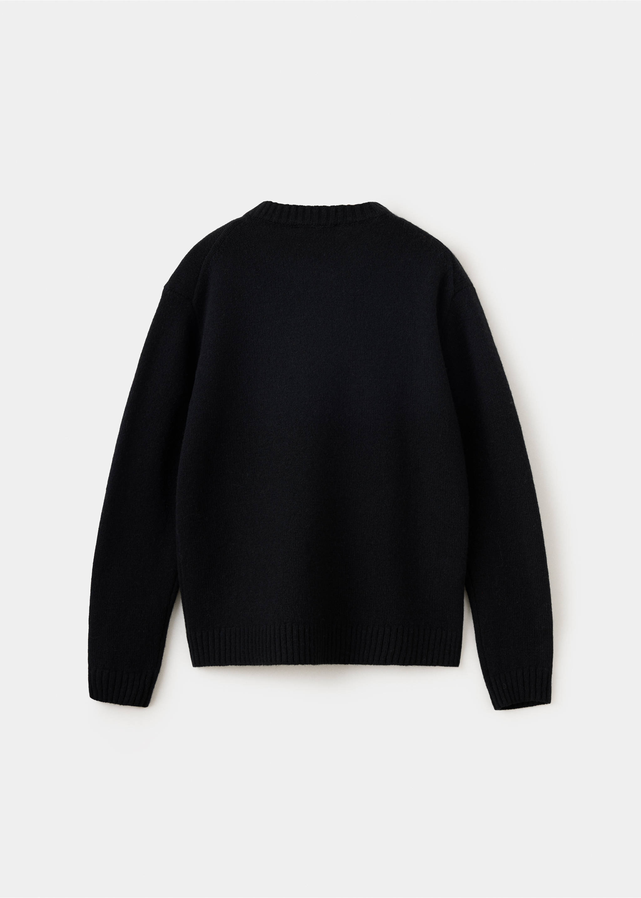 Black knitted sweater shown from the back, featuring a ribbed round neckline., Black. Ref: 37039227-00.