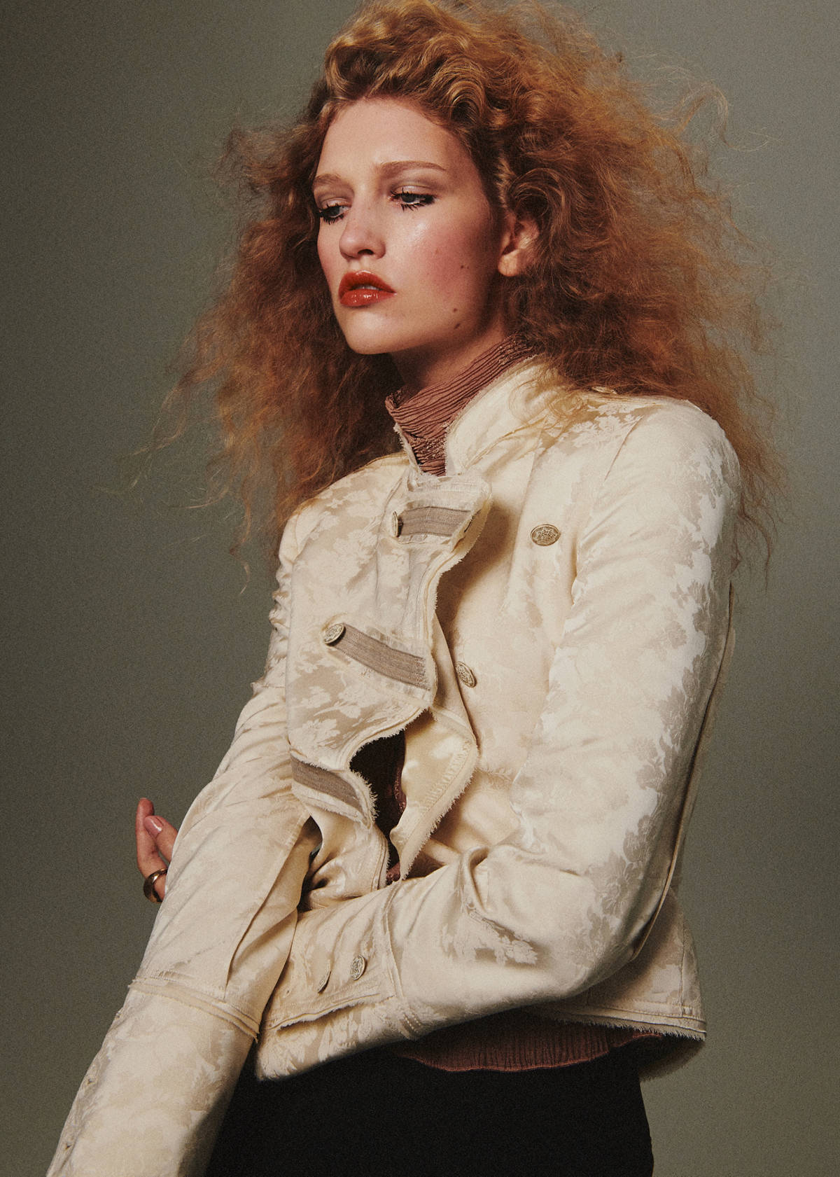 Jacquard jacket with frogging closures
