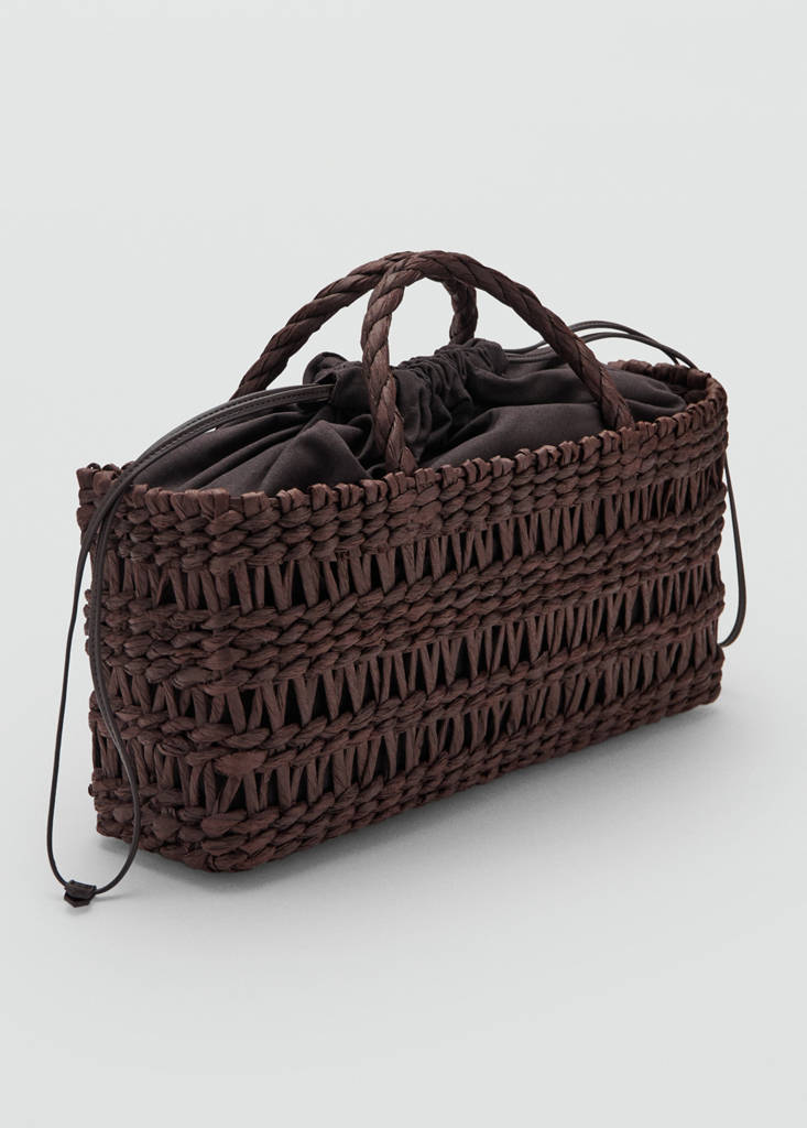 Medium natural fibre tote bag — Chocolate