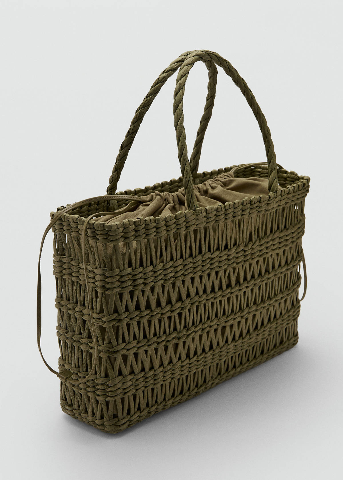 Textured braided bag — Khaki