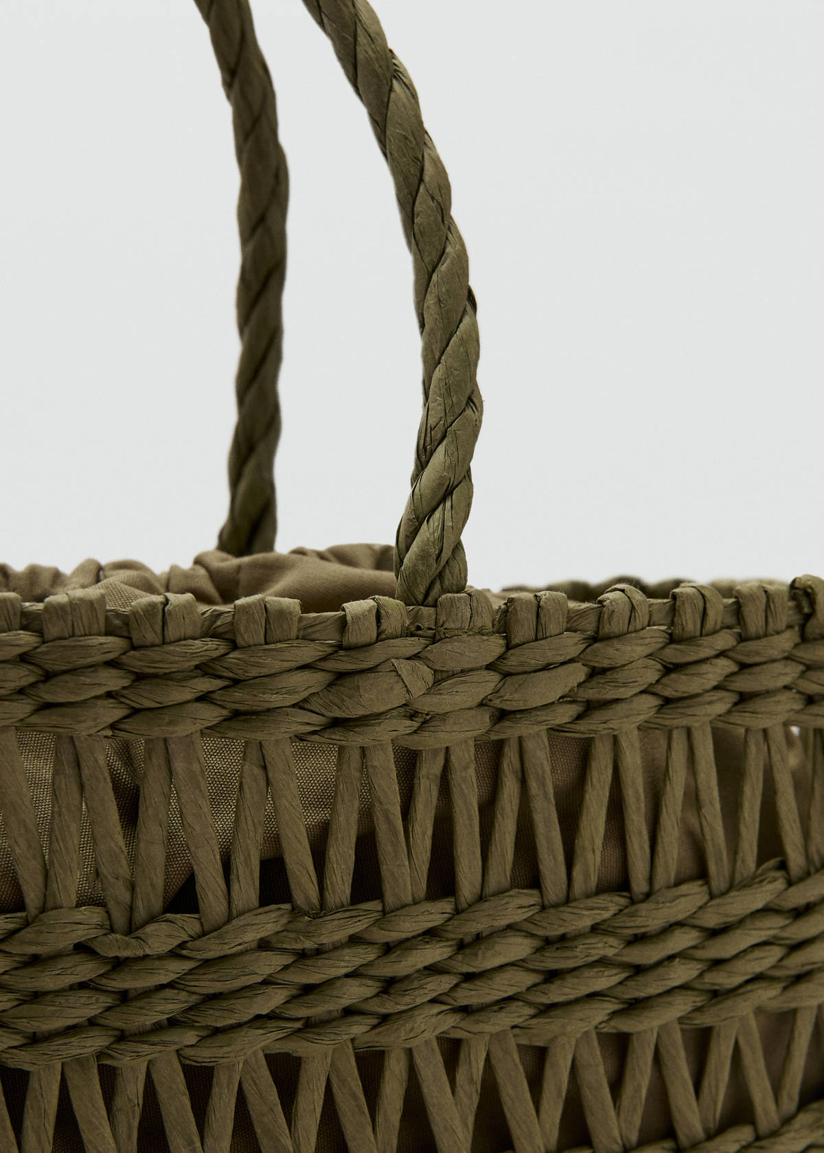 Textured braided bag — Khaki