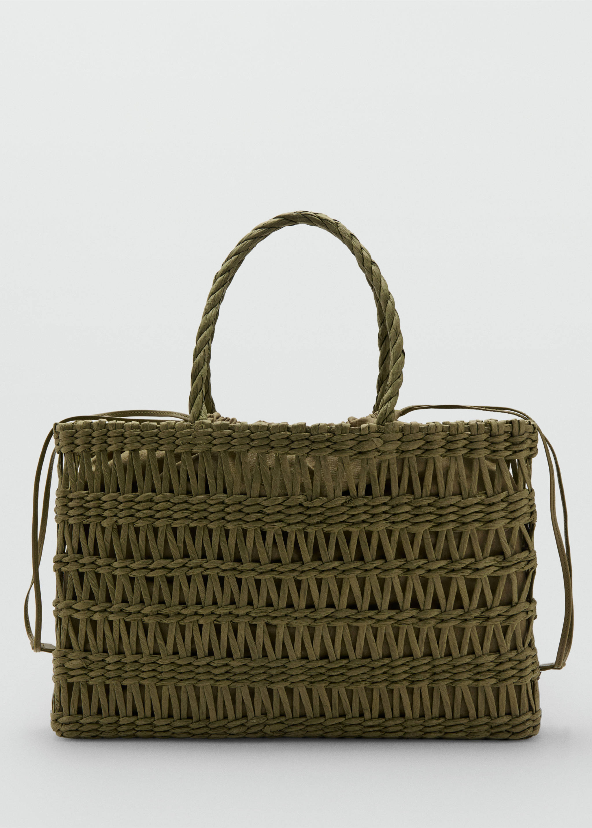 Natural fibre tote bag - Article without model, Khaki. Ref: 37041328-00.