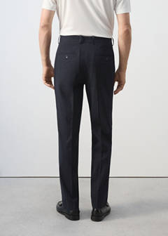 Slim fit cotton lyocell seersucker trousers — Navy 3