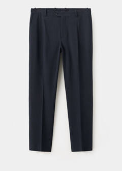 Slim fit cotton lyocell seersucker trousers — Navy 7