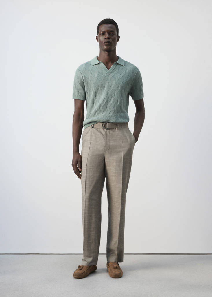 Relaxed fit linen blend trousers — Mink Grey