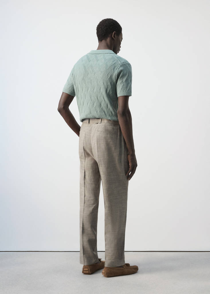 Relaxed fit linen blend trousers — Mink Grey