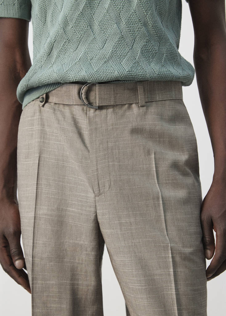 Relaxed fit linen blend trousers — Mink Grey
