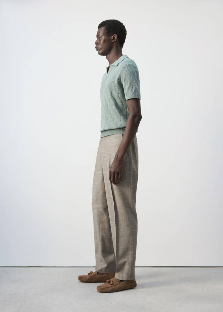 Relaxed fit linen blend trousers — Mink Grey