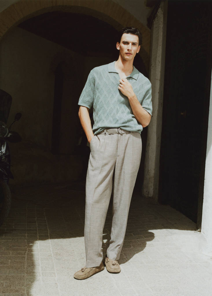 Relaxed fit linen blend trousers — Mink Grey