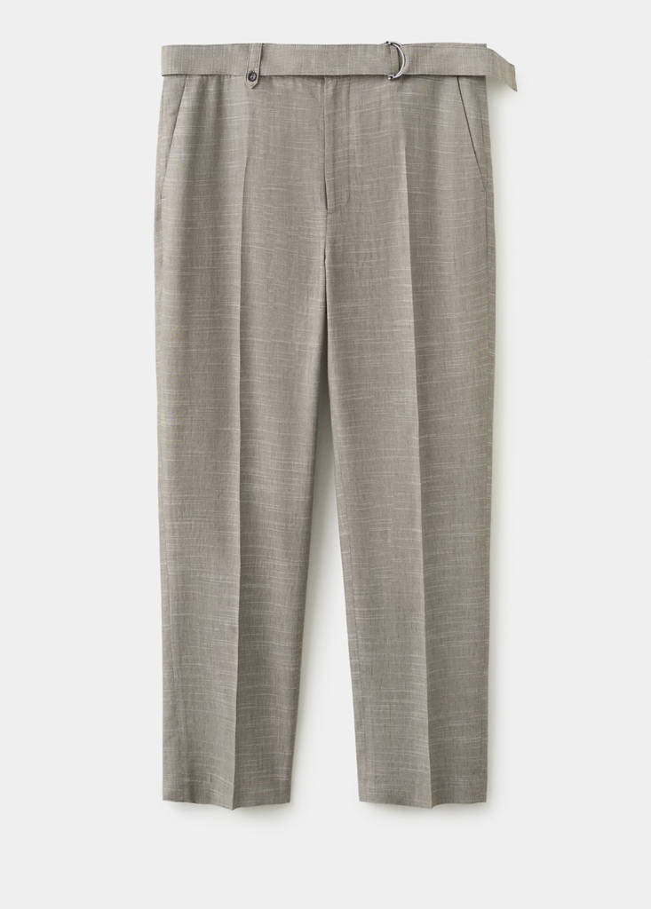 Relaxed fit linen blend trousers — Mink Grey