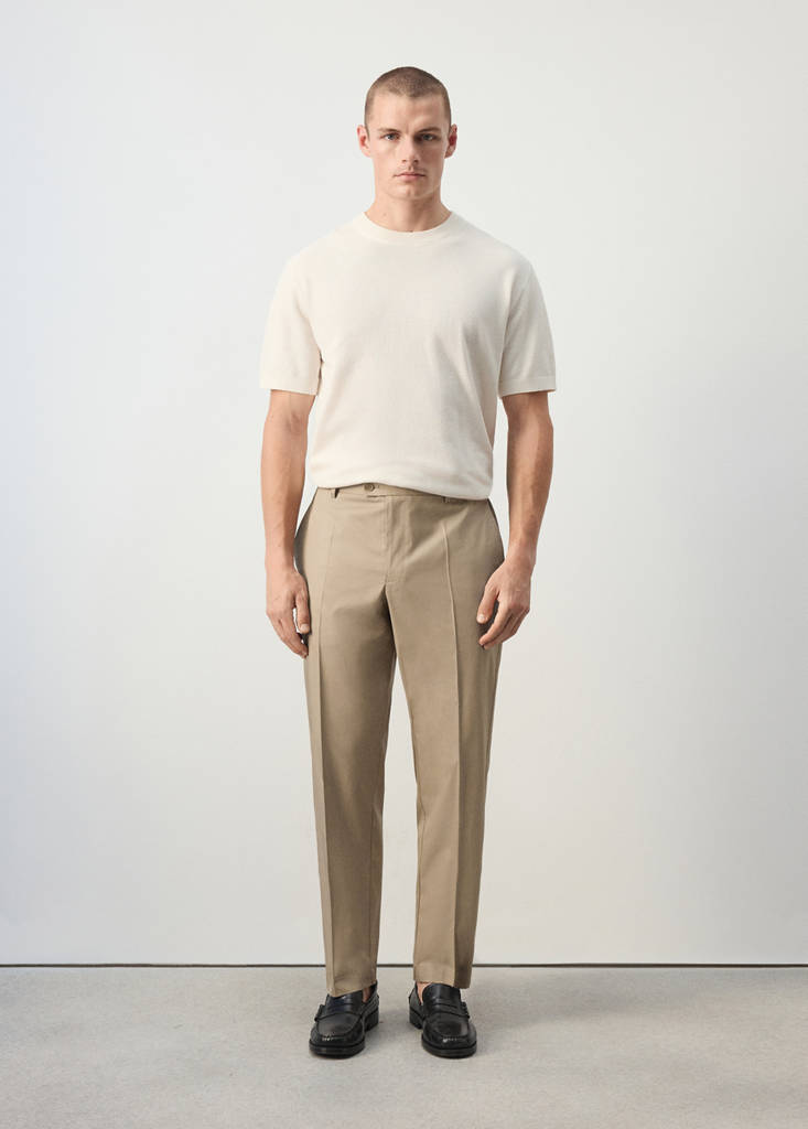 Regular fit trousers in a lyocell-cotton blend — Brown