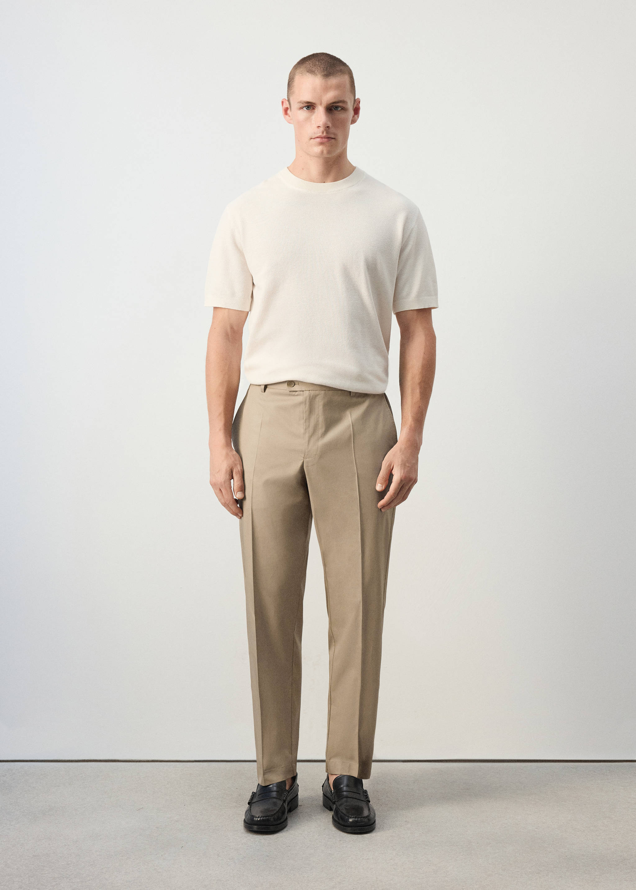 Pantalon regular fit en mélange de lyocell et coton - Plan général