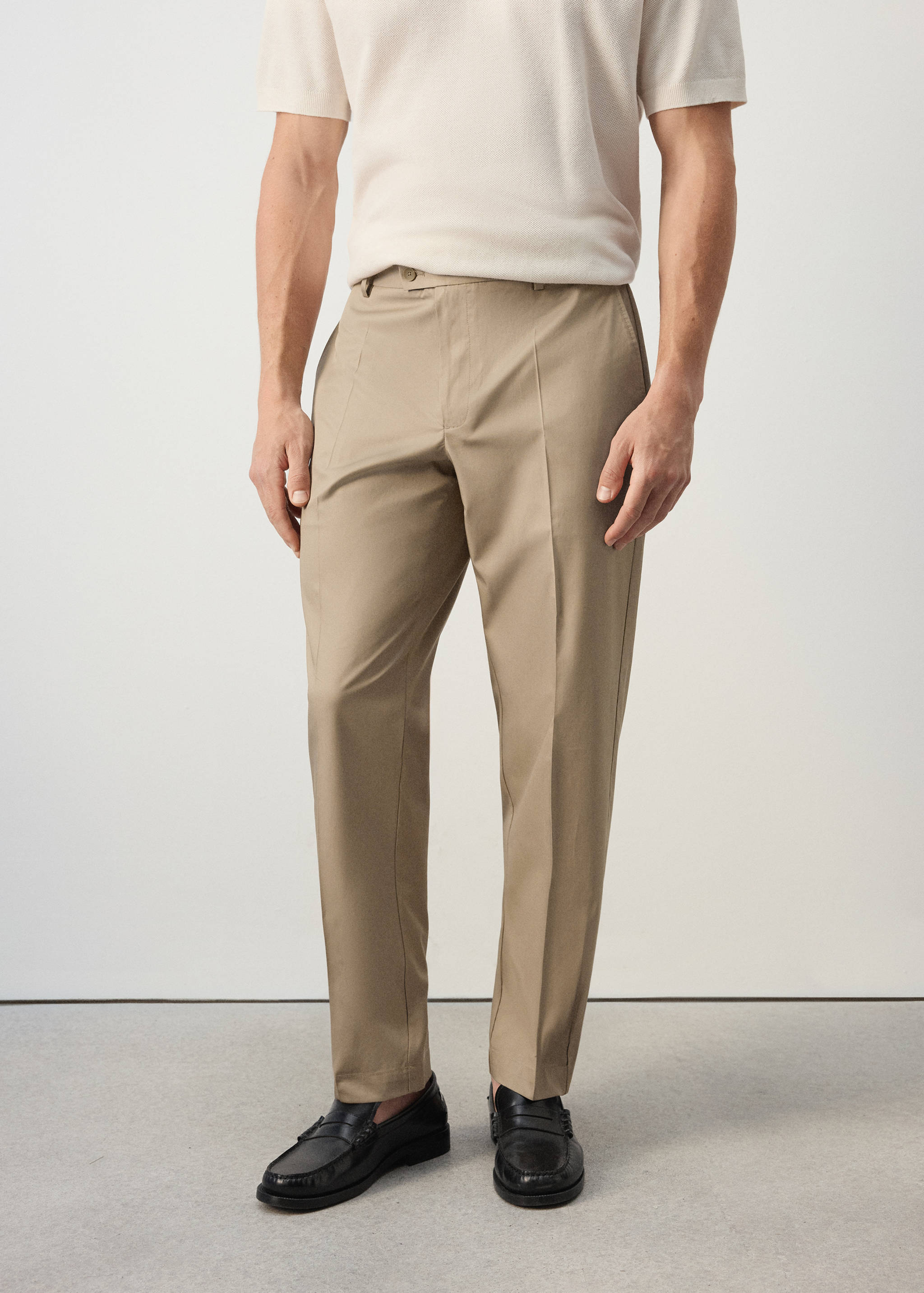 Pantalon regular fit en mélange de lyocell et coton - Plan moyen