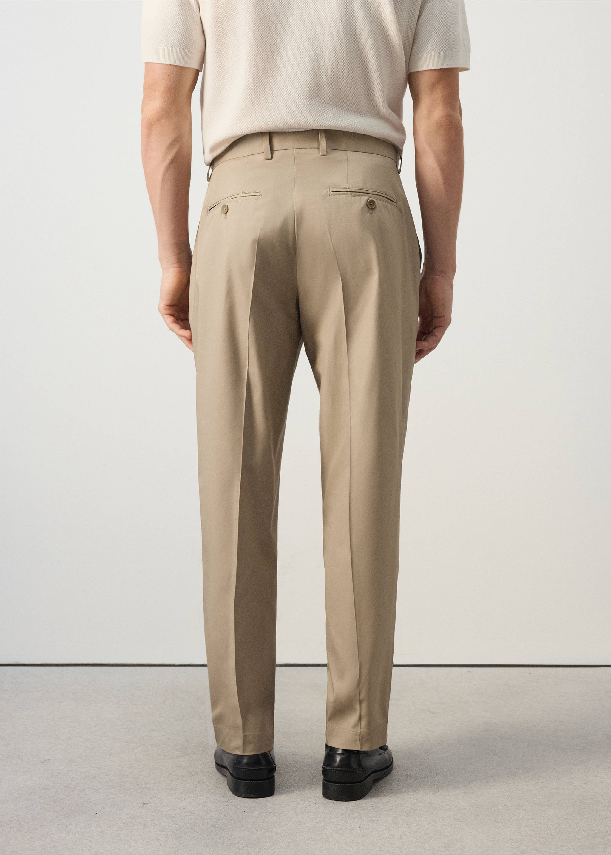 Pantalón regular fit mezcla lyocell algodón - Reverso del artículo, Marrón. Ref: 37041337-00.