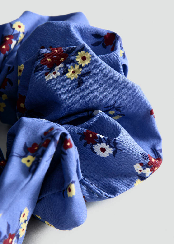Floral print scrunchie — Blue