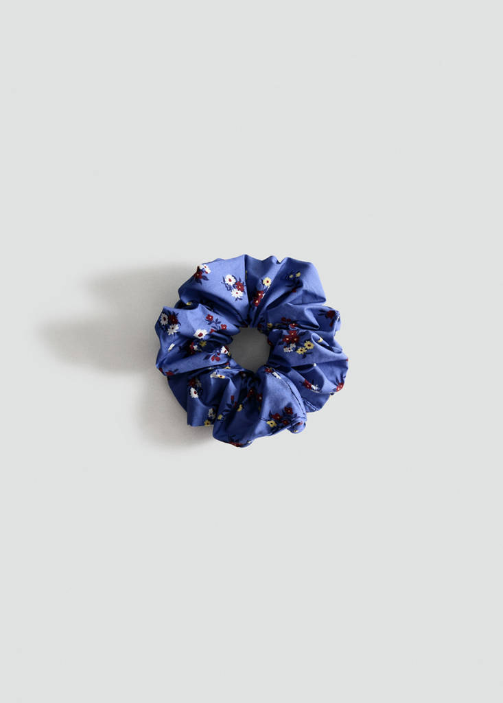 Floral print scrunchie — Blue