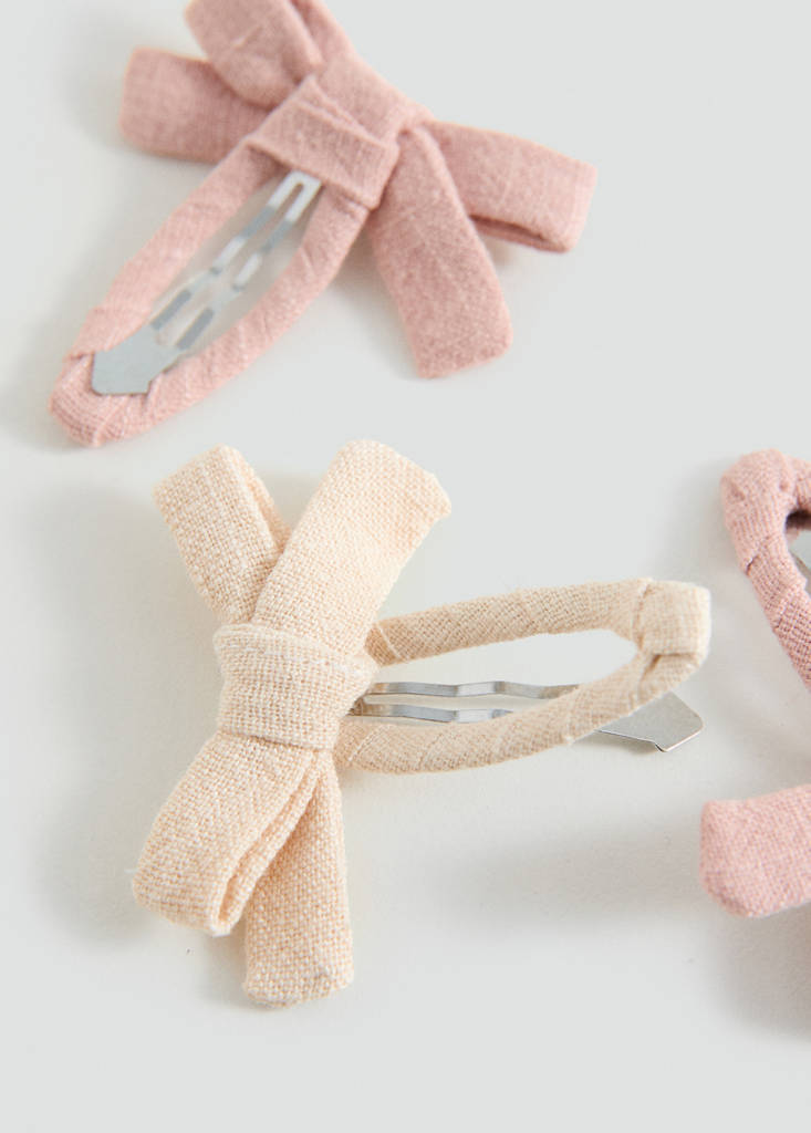 Pack of 4 bow clips — Pale Pink