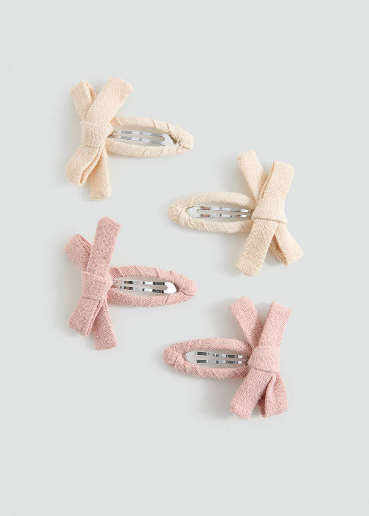 Pack of 4 bow clips — Pale Pink