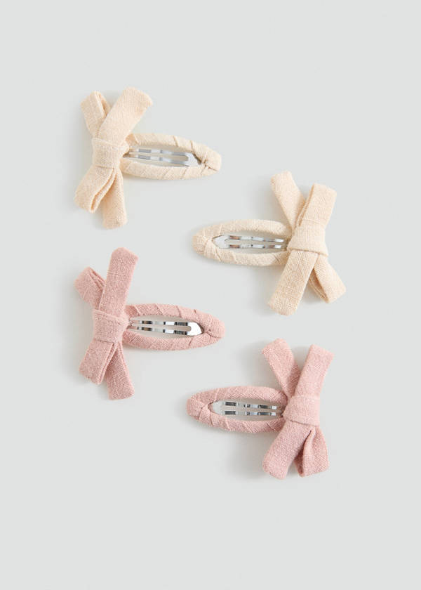 Pack of 4 bow clips — Pale Pink