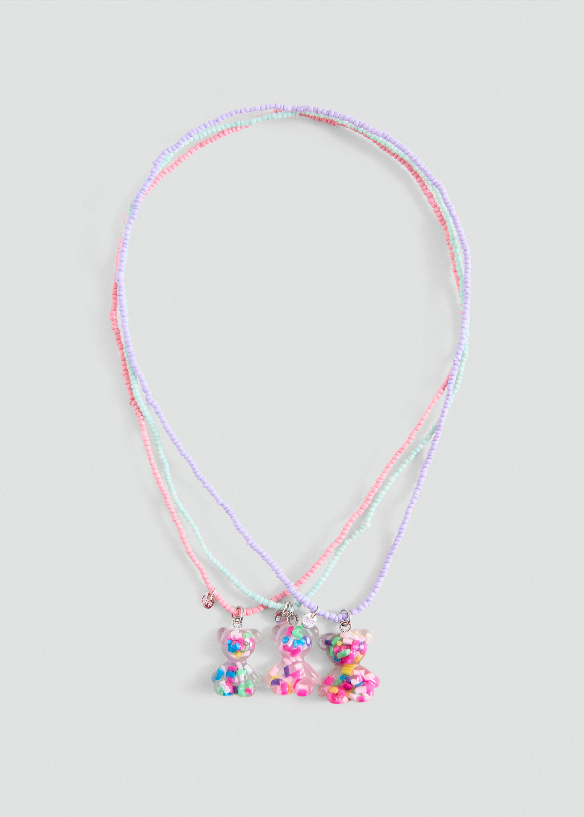 Set of 3 bear necklaces - Article without model, Pink. Ref: 37041343-00.