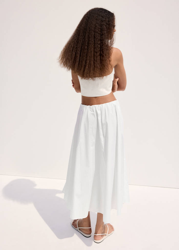 Flared cotton skirt — White
