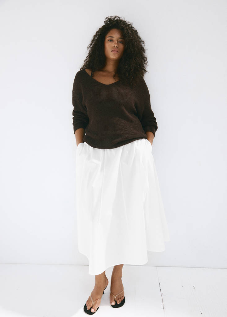 Flared cotton skirt — White