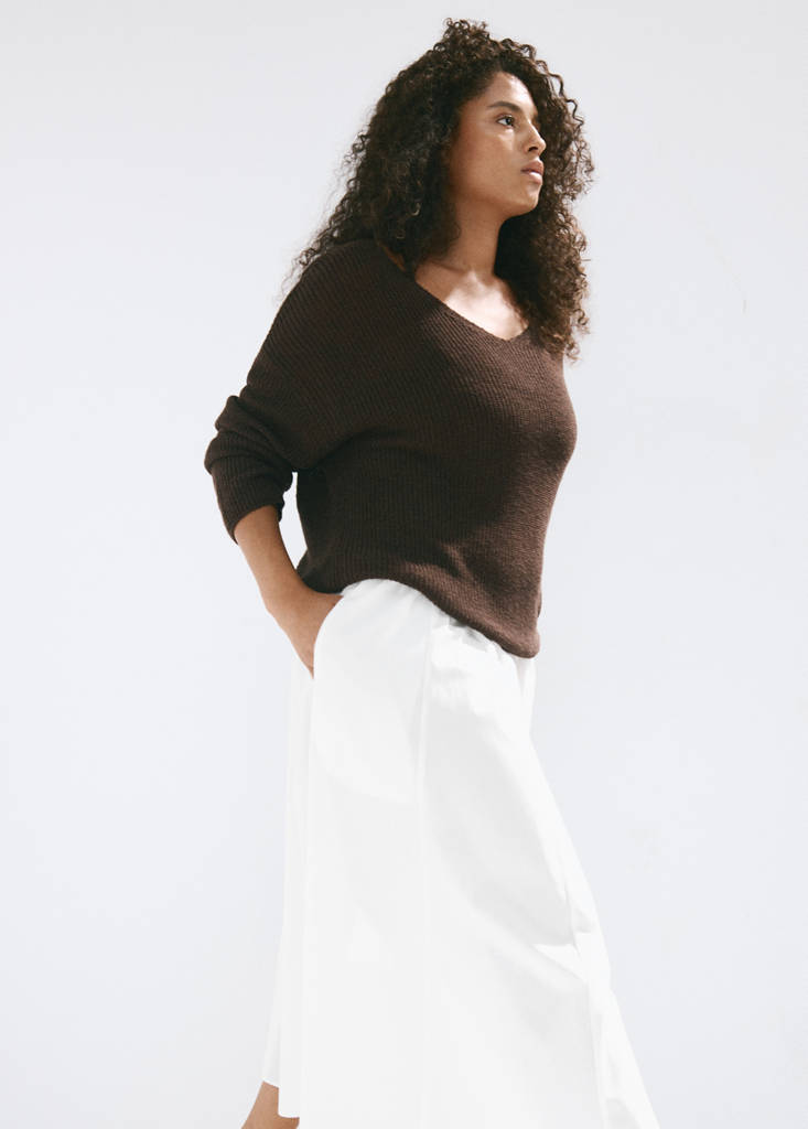Flared cotton skirt — White
