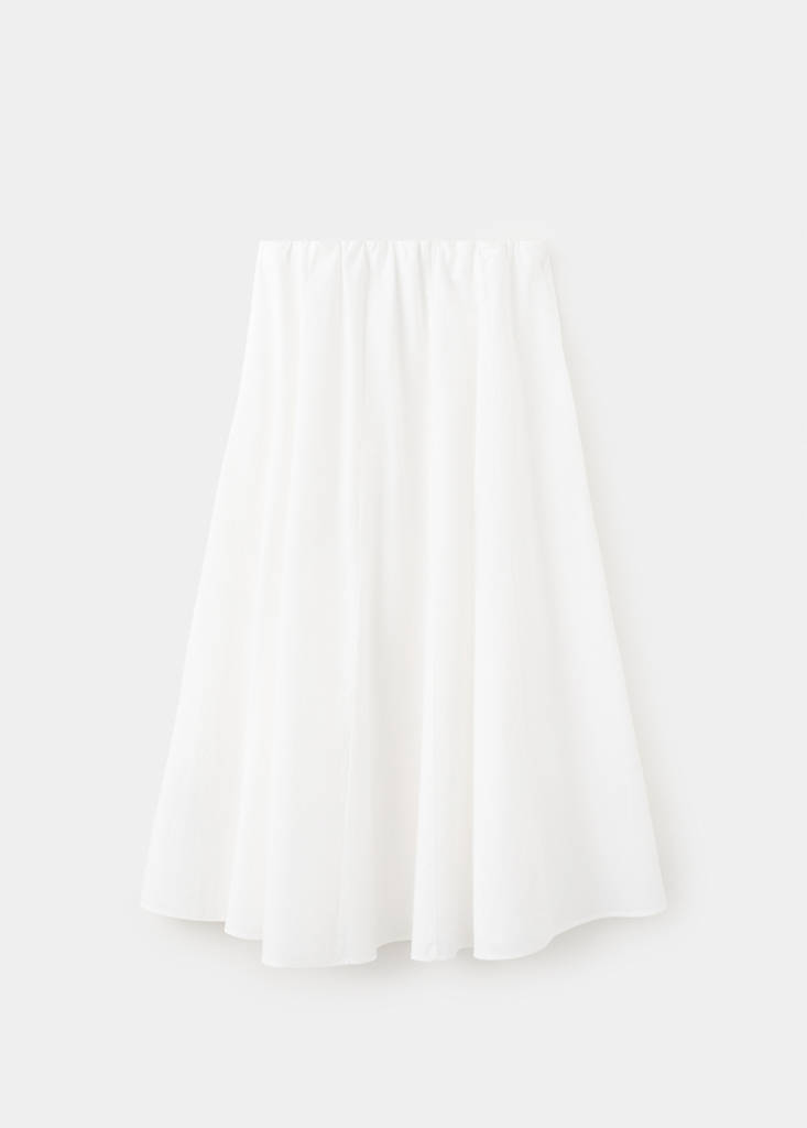 Flared cotton skirt — White