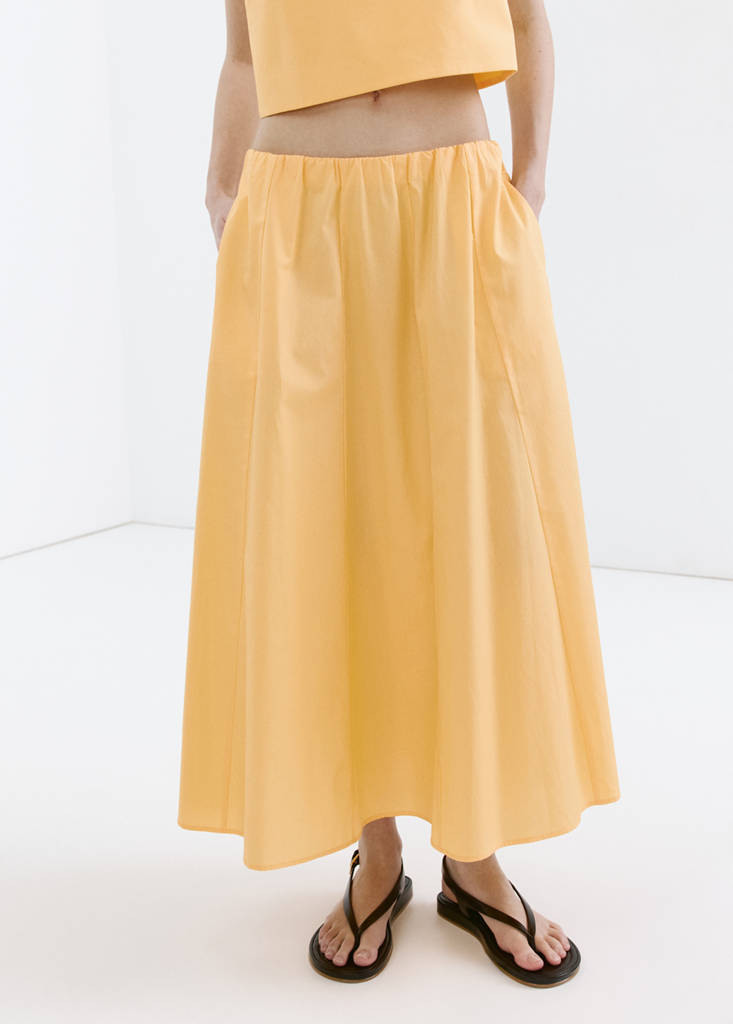 Flared cotton skirt — Pastel Yellow