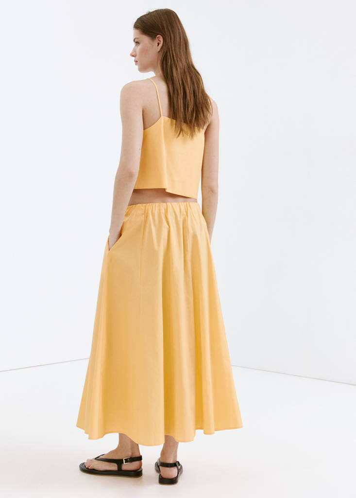 Flared cotton skirt — Pastel Yellow