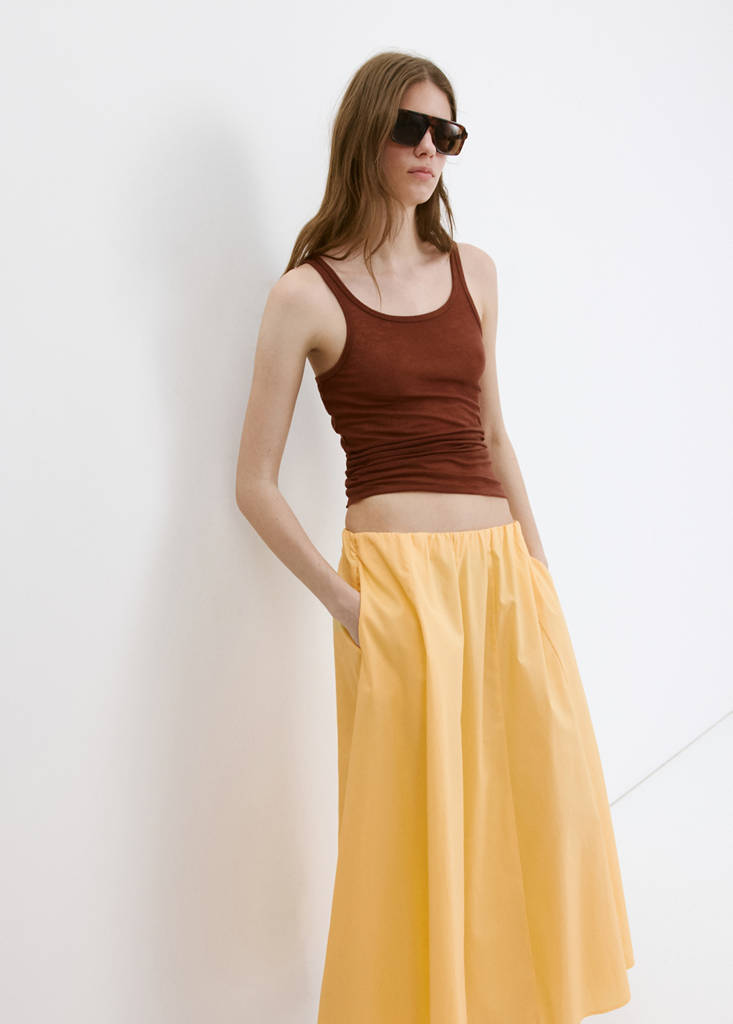 Flared cotton skirt — Pastel Yellow