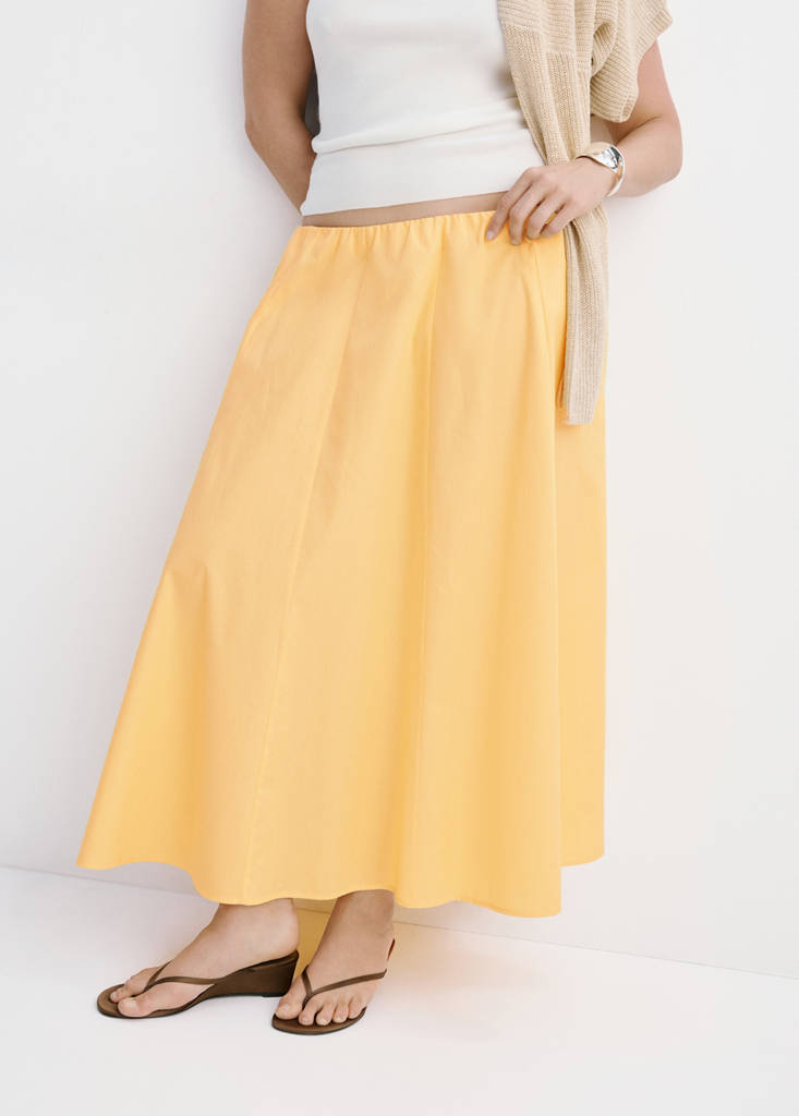 Flared cotton skirt — Pastel Yellow