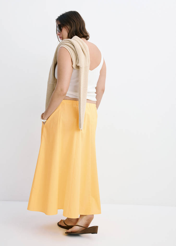 Flared cotton skirt — Pastel Yellow