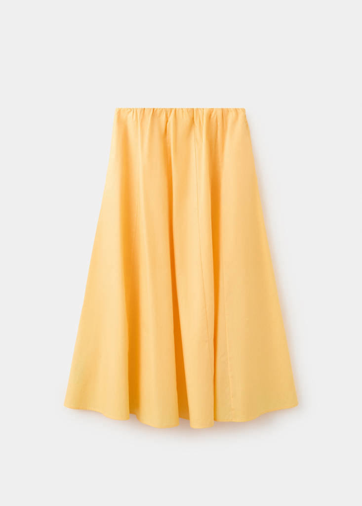 Flared cotton skirt — Pastel Yellow
