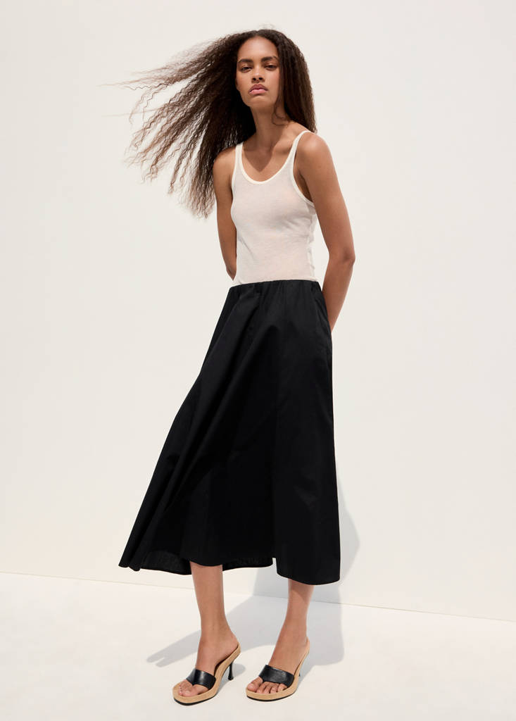 Flared cotton skirt — Black