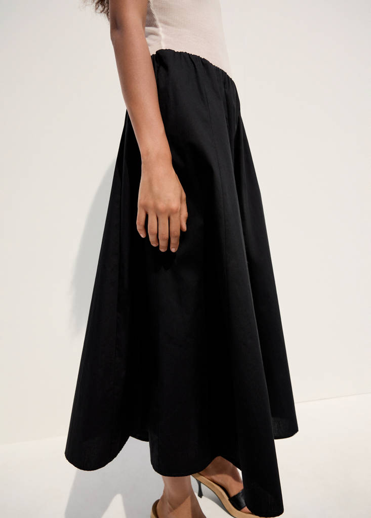 Flared cotton skirt — Black