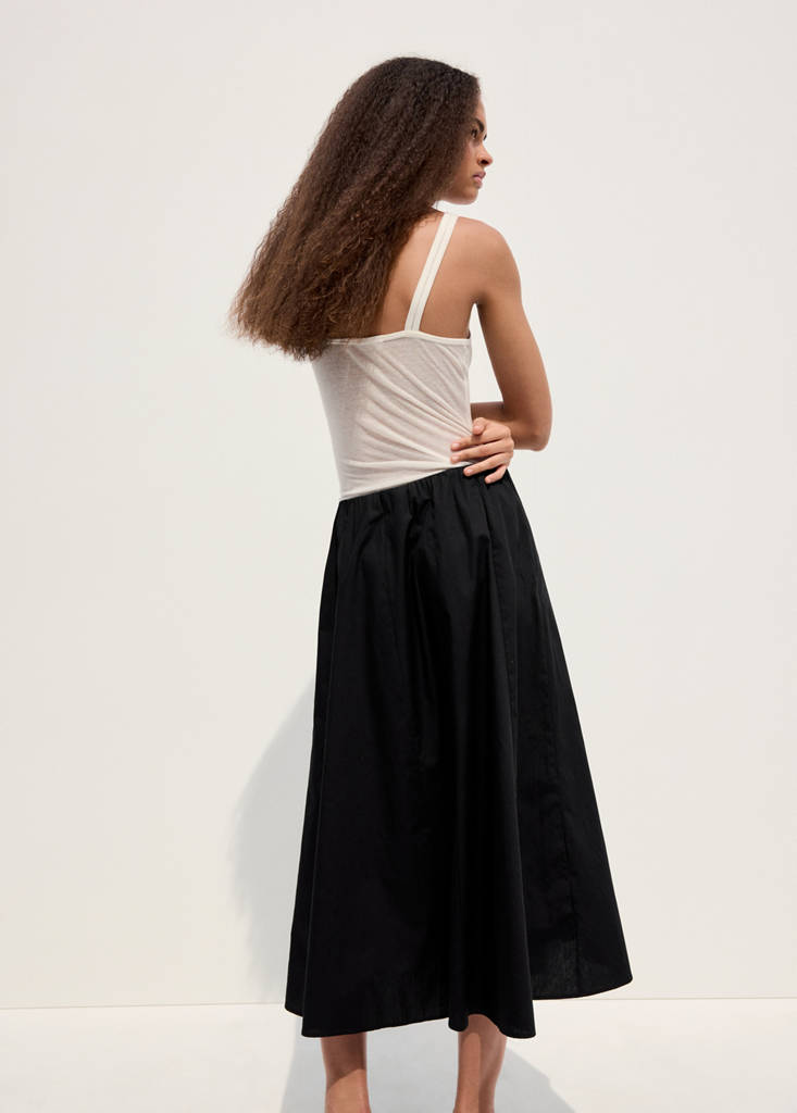 Flared cotton skirt — Black