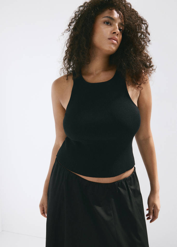 Flared cotton skirt — Black