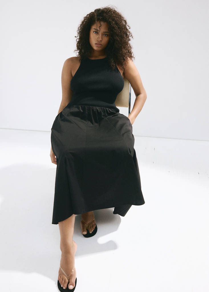 Flared cotton skirt — Black