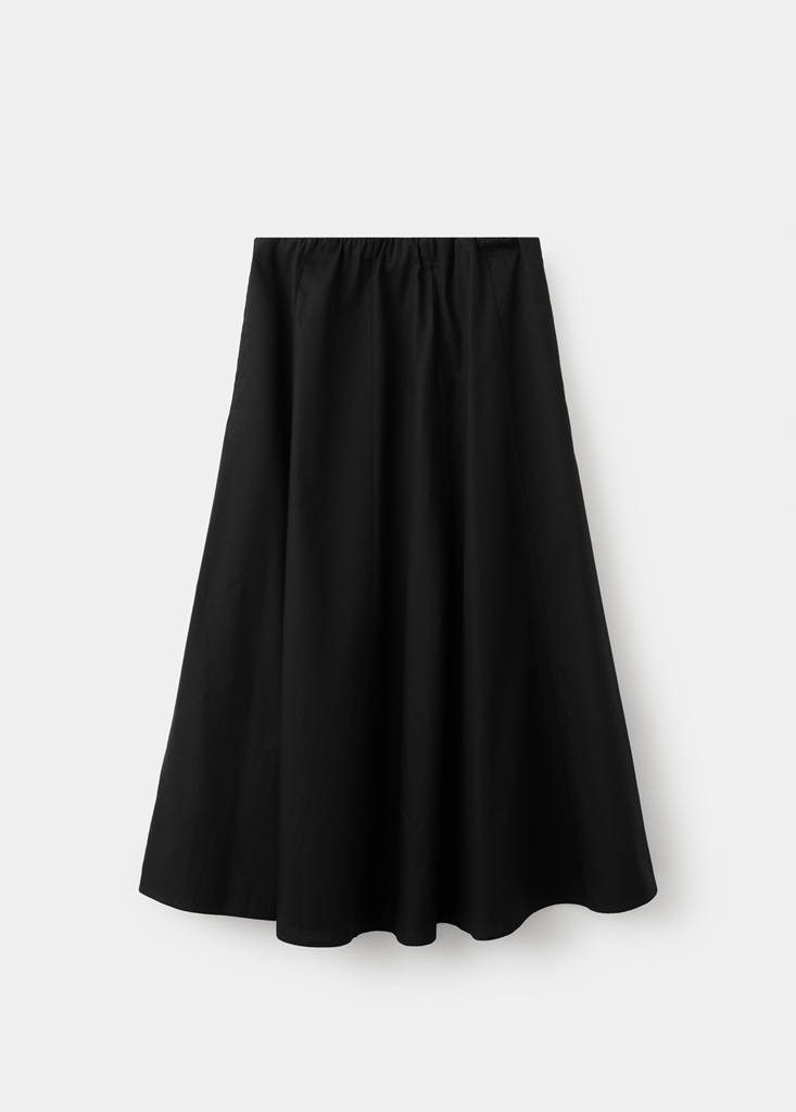 Flared cotton skirt — Black